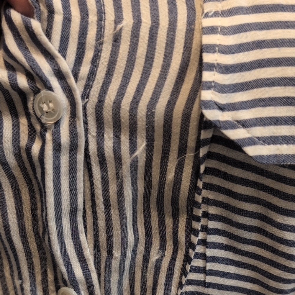 Zara Navy and White Striped Button Down Shirt - Picture 5 of 6